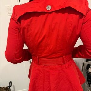 bebe Bright Red peplum Lined trench Jacket